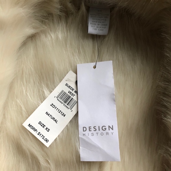 Design History NWT Suede Fur Vest Tan Natural - Picture 2 of 6